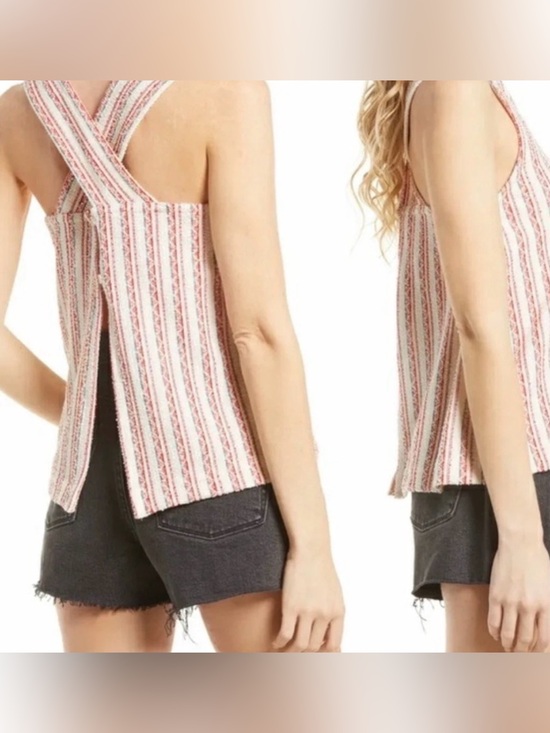 Handmade Tops - Madewell Boucle Stripe Cross Back Textured Knit Tank Top Size XL
